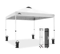 EAGLE PEAK Carpa Plegable con Bolsa con Ruedas, 8 Estacas, 4 Cuerdas, 4 Bolsas de Pesas, Montaje Fácil, 3x3 m, 9 m² de Sombra, Blanco