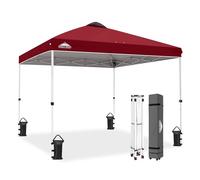EAGLE PEAK Carpa Plegable con Bolsa con Ruedas, 8 Estacas, 4 Cuerdas, 4 Bolsas de Pesas, Montaje Fácil, 3x3 m, 9 m² de Sombra, Borgoña