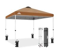 EAGLE PEAK Carpa Plegable con Bolsa con Ruedas, 8 Estacas, 4 Cuerdas, 4 Bolsas de Pesas, Montaje Fácil, 3x3 m, 9 m² de Sombra, Caqui