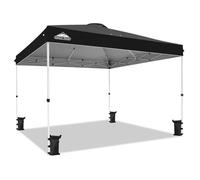 EAGLE PEAK Carpa Plegable con Bolsa de Ruedas, 8 Estacas, 4 Cuerdas, 4 Bolsas de Peso, Cenador de Fácil Montaje, 3,6x3,6 m, 13 m² de Sombra, Negro