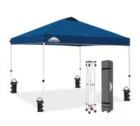 Eagle Peak Toldo Plegable con Bolsa de Transporte con Ruedas, 8 alfileres, 4 Cuerdas, 4 Bolsas de Pesas - Fácil instalación, 10 × 10 pies, 100 pies Cuadrados de Sombra, Azul Oscuro