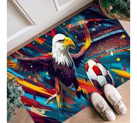 Eagle Runner - Alfombra de fútbol dinámica y contemporánea, con rayas coloridas, sin rojo, de pelo bajo, con borde de esponja, rectangular, para cocina, lavadero, puerta, entrada, decoración de 2 x 3