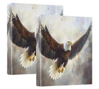 Eagle Soaring in The Sky - Carpeta de 3 anillas de 1.5 pulgadas, organizador de documentos de material PVC con anillo en D y bolsillo transparente para suministros de oficina, paquete de 2