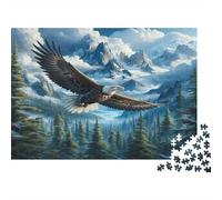 Eagle Soaring Mountains 100% Recycled Cardboard Eagle on Snow Peak 1000 Piece Puzzle for Adults Beautifully Illustrated Brainteasing 52x38cm/1000pcs