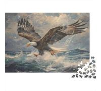 Eagle Soaring Ocean 100% Recycled Cardboard Eagle in Storm Sky 1000 Piece Adult Jigsaws For Adults & Kids Brain Development 52x38cm/1000pcs