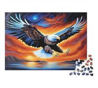 Eagle Soaring Sunset 100% Recycled Cardboard Fire Sky Eagle Art 1000 Piece Puzzle for Adults The Impossible Challenge Fun Present 52x38cm/1000pcs