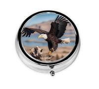 Eagle Taking Flight - Organizador de pastillas personalizado único - Pastillero de viaje para 7 días AM PM con diseño de impresión completa - Mini organizador de medicamentos chapado en hierro