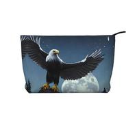 Eagle Under The Stars - Bolsa de cosméticos de pana de gran capacidad, impermeable, a la moda, bolsa de almacenamiento de artículos de tocador, Black, Talla única