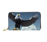 Eagle Under The Stars - Cartera larga con cremallera para mujer, 7.48 x 4.13 pulgadas, viene con ranuras para tarjetas de crédito en el interior, ligera y duradera., Negro -, Talla única, Moderno