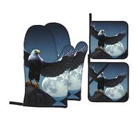 Eagle Under The Stars - Juego de 4 guantes de silicona estampados antiquemaduras, guantes para horno, para hornear, para barbacoa, guantes de cocina