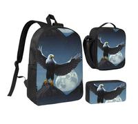 Eagle Under The Stars - Juego de mochila de 17 pulgadas para el almuerzo, estuche para lápices, bonito estampado, tela Oxford duradera.