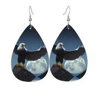 Eagle under the stars - Pendientes de piel con forma de lágrima para mujer, gancho chapado en plata 925, accesorios de vacaciones