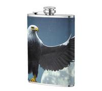 Eagle Under the Stars - Petaca de cuero de 8 onzas, termo de whisky de acero inoxidable para bebidas, juego de licor de bolsillo para hombres, boda, padrino de boda