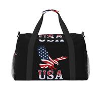 Eagle USA - Bolsa de mano plegable con estampado de bandera de Estados Unidos, gran capacidad, para escapadas de fin de semana en avión