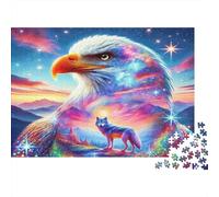 Eagle with Cosmic Feathers Colourful Cosmic Eagle Wolf 1000 Pcs Jigsaws for Adults The Impossible Challenge Fun Present 70x50cm/1000pcs