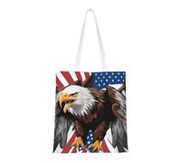 Eagle With USA Flag Print - Bolsa de la compra versátil y reutilizable, ligera, para viajes, trabajo, gimnasio, todas las estaciones