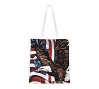 Eagle With USA Flag Print - Bolsa de la compra versátil y reutilizable, ligera, para viajes, trabajo, gimnasio, todas las estaciones
