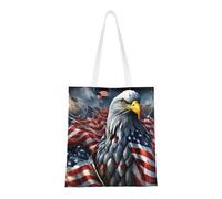 Eagle With USA Flag Print - Bolsa de la compra versátil y reutilizable, ligera, para viajes, trabajo, gimnasio, todas las estaciones