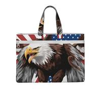 Eagle With USA Flag Print - Bolsa de lona plegable para documentos, oficina, viajes, negocios, reuniones, almacenamiento