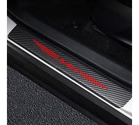 EAGLEG 4 Piezas Pegatina para Umbral de Coche para REN-Ault Scenic, Película Protectora Estribos Fibra Carbono Autoadhesivo Puerta Guardias del Borde Decoración Accesorios,Red