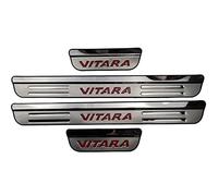 EAGLEG 4 Piezas Protector de Umbral de Puerta de Coche para Suz-uki Vitara 2015-2020, Ajuste del Umbral del Pedal de Desgaste Placa de Protección Accesorios, Acero Inoxidable,Red