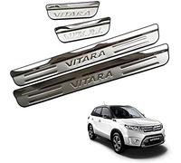 EAGLEG 4 Piezas Protector de Umbral de Puerta de Coche para Suz-uki Vitara 2015-2020, Ajuste del Umbral del Pedal de Desgaste Placa de Protección Accesorios, Acero Inoxidable,Silver