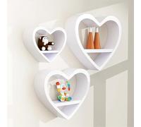 Eagleize Bonitos estantes flotantes en forma de corazón, juego de 3 estantes flotantes de madera, estante flotante de madera, estante Kawaii para decoración de pared, pequeño estante de almacenamiento