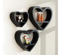 Eagleize Bonitos estantes flotantes en forma de corazón, juego de 3 estantes flotantes de madera, estante Kawaii para decoración de pared, pequeño estante de exhibición de almacenamiento para sala de