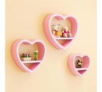 Eagleize Bonitos estantes flotantes en forma de corazón, juego de 3 estantes flotantes de madera, estante flotante de madera, estante Kawaii para decoración de pared, estante pequeño de almacenamiento