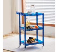 Eagleize Carrito de barra de acrílico, carrito rodante de 3 niveles con ruedas y asa, organizador de almacenamiento de mesa lateral transparente, carrito de servir, estante móvil multifunción, 16.7 x