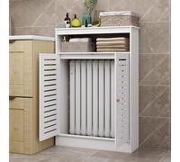Eagleize Cubierta blanca para radiador, fundas de calefacción para el hogar, moderna cubierta de calefacción de madera de 2 puertas, estante de radiador, armario decorativo de pasillo para el hogar