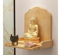 Eagleize Estante de altar de Buda, mesa de ofrenda de madera moderna montada en la pared, estilo chino, estante de pagoda del Dios de la riqueza, gabinete de nicho de Buda para decoración del hogar