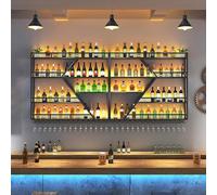 Eagleize Estante de pared para botellas de vino, estante de almacenamiento de pared, estante de almacenamiento de botellas, estante de almacenamiento de botellas, estantes de vino LED, estantes de