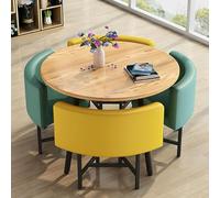 Eagleize Juego de 4 mesas y sillas redondas de cocina de 31.5 pulgadas, juego de mesa y silla de oficina, mesa de negociación pequeña para sala de conferencias, mesa de comedor de madera con sillas