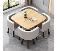 Eagleize Juego de 4 mesas y sillas redondas de cocina de 31.5 pulgadas, juego de mesa y silla de oficina, mesa de negociación pequeña para sala de conferencias, mesa de comedor de madera con sillas