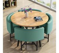 Eagleize Juego de 4 mesas y sillas redondas de cocina de 31.5 pulgadas, juego de mesa y silla de oficina, mesa de negociación pequeña para sala de conferencias, mesa de comedor de madera con sillas