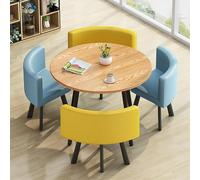 Eagleize Juego de 4 mesas y sillas redondas de cocina de 31.5 pulgadas, juego de mesa y silla de oficina, mesa de negociación pequeña para sala de conferencias, mesa de comedor de madera con sillas
