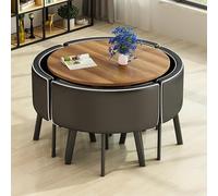 Eagleize Juego de 4 mesas y sillas redondas de cocina de 31.5 pulgadas, juego de mesa y silla de oficina, mesa de negociación pequeña para sala de conferencias, mesa de comedor de madera con sillas