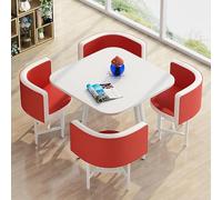 Eagleize Juego de 4 mesas y sillas redondas de cocina de 31.5 pulgadas, juego de mesa y silla de oficina, mesa de negociación pequeña para sala de conferencias, mesa de comedor de madera con sillas
