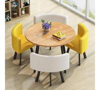 Eagleize Juego de 4 mesas y sillas redondas de cocina de 31.5 pulgadas, juego de mesa y silla de oficina, mesa de negociación pequeña para sala de conferencias, mesa de comedor de madera con sillas