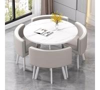 Eagleize Juego de 4 mesas y sillas redondas de cocina de 31.5 pulgadas, juego de mesa y silla de oficina, mesa de negociación pequeña para sala de conferencias, mesa de comedor de madera con sillas