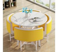 Eagleize Juego de 4 mesas y sillas redondas de cocina de 31.5 pulgadas, juego de mesa y silla de oficina, mesa de negociación pequeña para sala de conferencias, mesa de comedor de madera con sillas