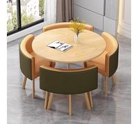 Eagleize Juego de 4 mesas y sillas redondas de cocina de 31.5 pulgadas, juego de mesa y silla de oficina, mesa de negociación pequeña para sala de conferencias, mesa de comedor de madera con sillas