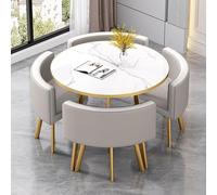 Eagleize Juego de 4 mesas y sillas redondas de cocina de 31.5 pulgadas, juego de mesa y silla de oficina, mesa de negociación pequeña para sala de conferencias, mesa de comedor de madera con sillas