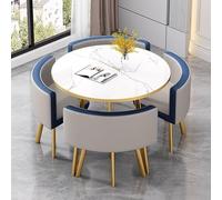 Eagleize Juego de 4 mesas y sillas redondas de cocina de 31.5 pulgadas, juego de mesa y silla de oficina, mesa de negociación pequeña para sala de conferencias, mesa de comedor de madera con sillas