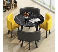Eagleize Juego de 4 mesas y sillas redondas de cocina de 31.5 pulgadas, juego de mesa y silla de oficina, mesa de negociación pequeña para sala de conferencias, mesa de comedor de madera con sillas