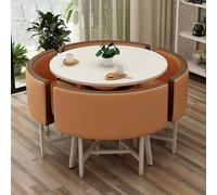 Eagleize Juego de 4 mesas y sillas redondas de cocina de 31.5 pulgadas, juego de mesa y silla de oficina, mesa de negociación pequeña para sala de conferencias, mesa de comedor de madera con sillas