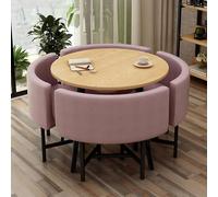 Eagleize Juego de 4 mesas y sillas redondas de cocina de 31.5 pulgadas, juego de mesa y silla de oficina, mesa de negociación pequeña para sala de conferencias, mesa de comedor de madera con sillas
