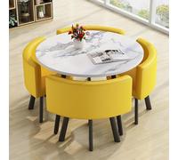 Eagleize Juego de 4 mesas y sillas redondas de cocina de 31.5 pulgadas, juego de mesa y silla de oficina, mesa de negociación pequeña para sala de conferencias, mesa de comedor de madera con sillas