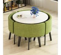 Eagleize Juego de 4 mesas y sillas redondas de cocina de 31.5 pulgadas, juego de mesa y silla de oficina, mesa de negociación pequeña para sala de conferencias, mesa de comedor de madera con sillas